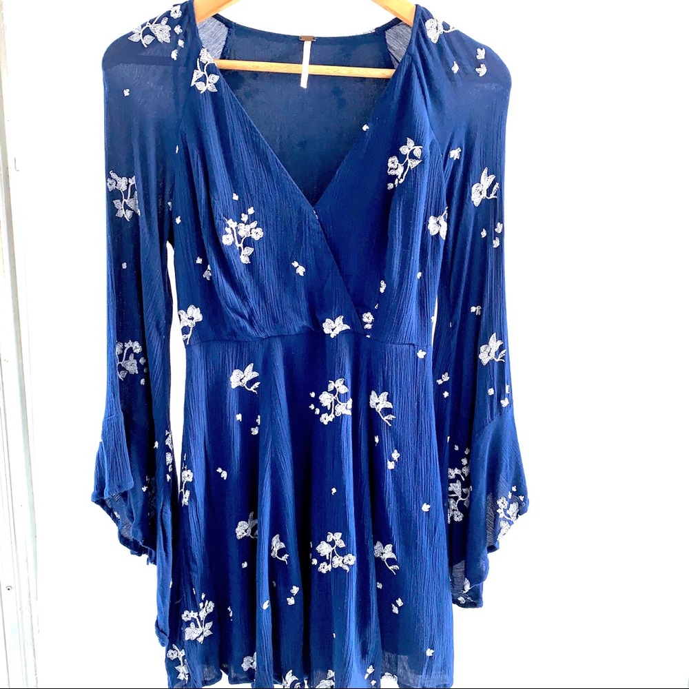 Free People |  Blue Angel Sleeve Embroidered Mini